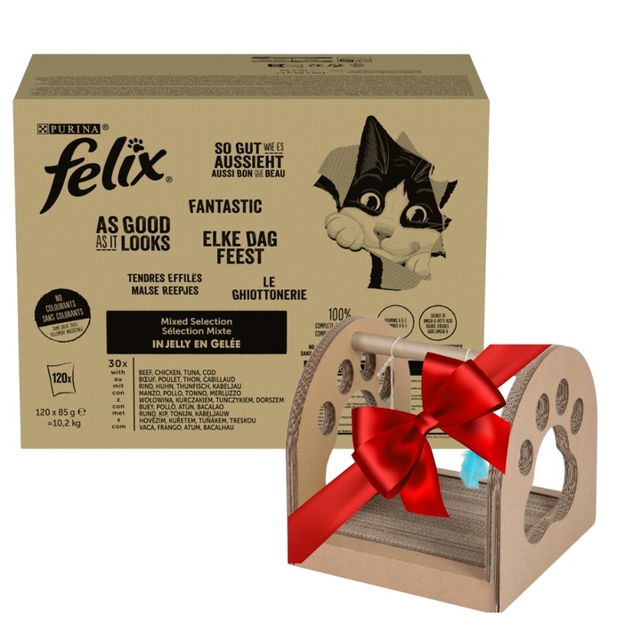 KARMA DLA KOTA MOKRA FELIX FANTASTIC MIX SMAKÓW 120 SASZETEK + DRAPAK