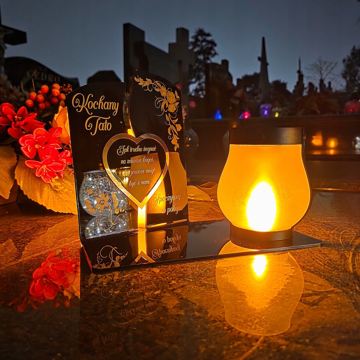 WIECZNY ZNICZ SOLARNY LED Statuetka dla TATY na Grób Wszystkich Świętych