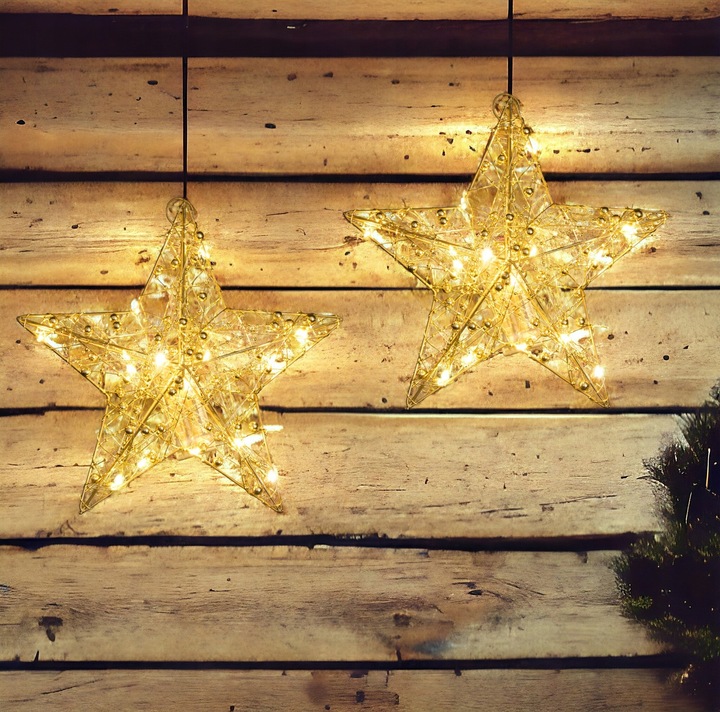 Ozdoba Gwiazda Led złota gwiazdka zawieszana w okno na ścianę drzwi 30 cm