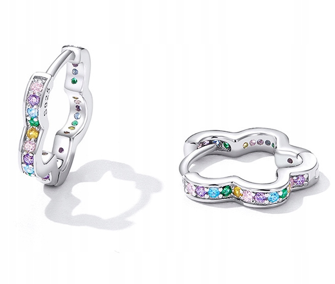 KOLCZYKI Srebrne PRÓBA 925 KOLCZYKI Srebro kwiatki Angielskie Zapiecie