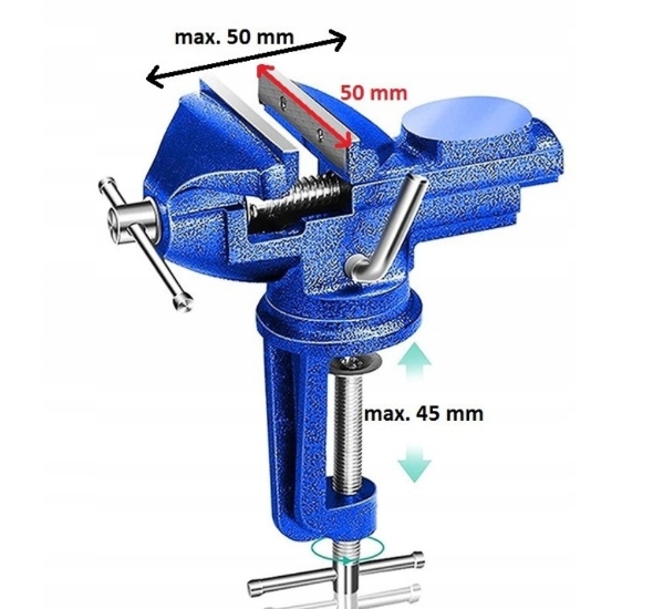 IMADŁO ŚLUSARSKIE OBROTOWE 360 Z KOWADŁEM ŻELIWNE STOŁOWE SOLIDNE 50MM