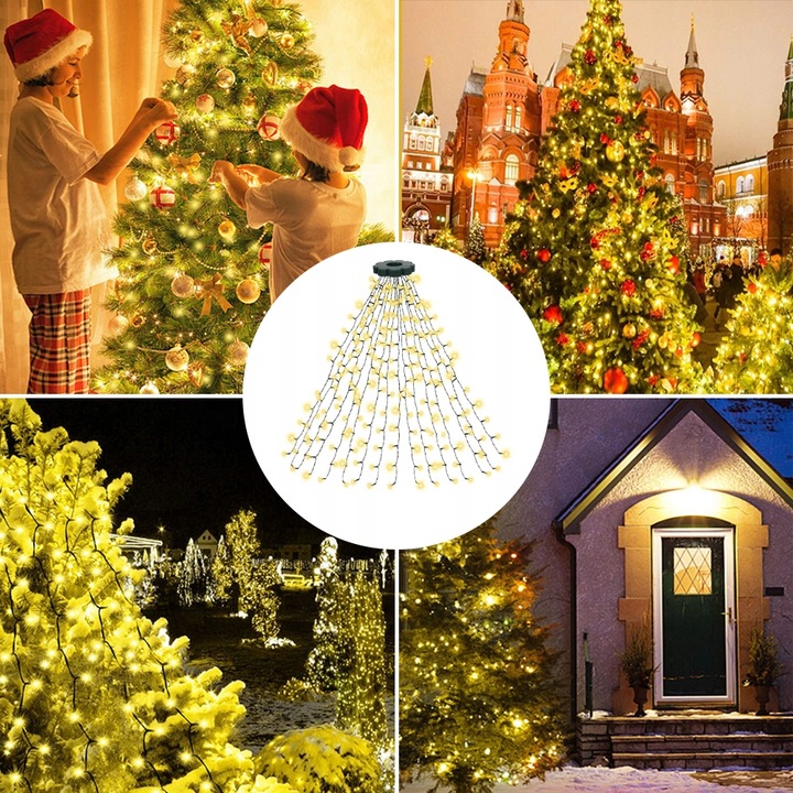 OŚWIETLENIE CHOINKOWE Z PIERŚCIENIEM, 2M, 400 DIOD LED, LAMPKI CHOINKOWE