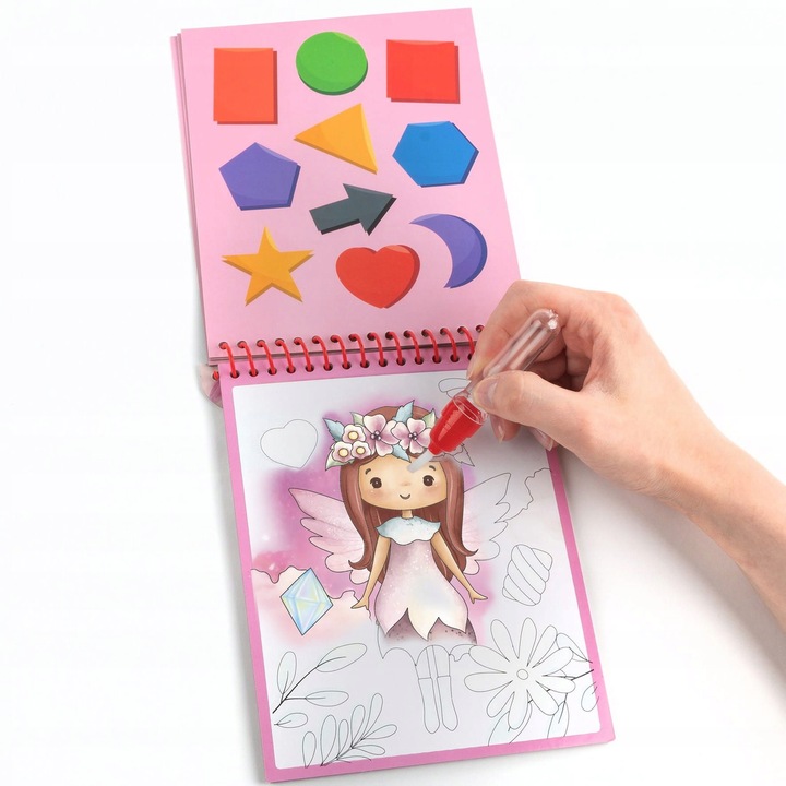 MAGICZNA WIELORAZOWA KOLOROWANKA WODNA 6 ARKUSZY PISAK DO KOLOROWANIA KIDEA