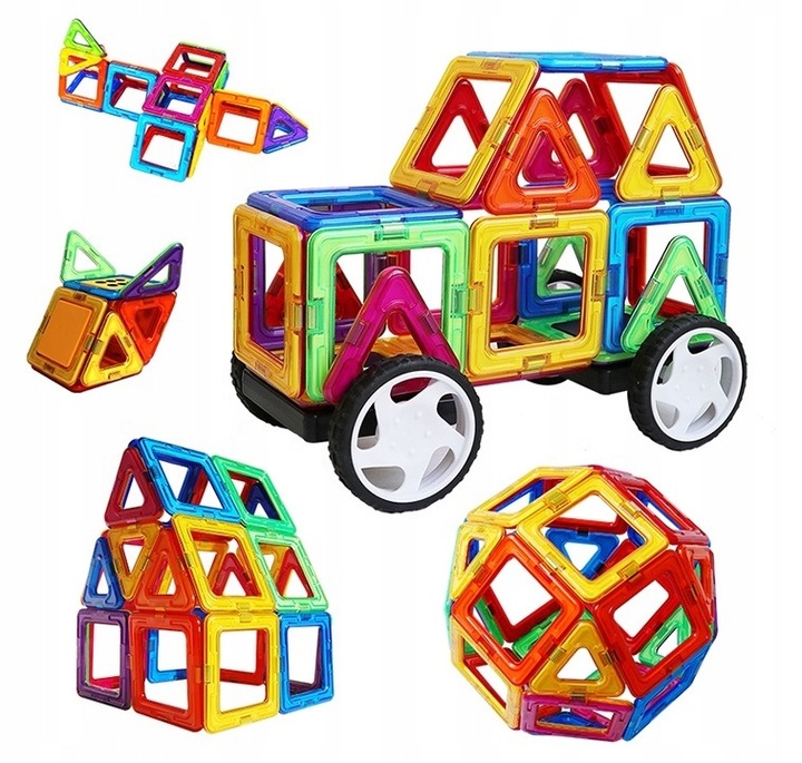 KLOCKI MAGNETYCZNE KONSTRUKCYJNE PANELE NEODYMOWE DLA DZIECI ZESTAW 128 EL.