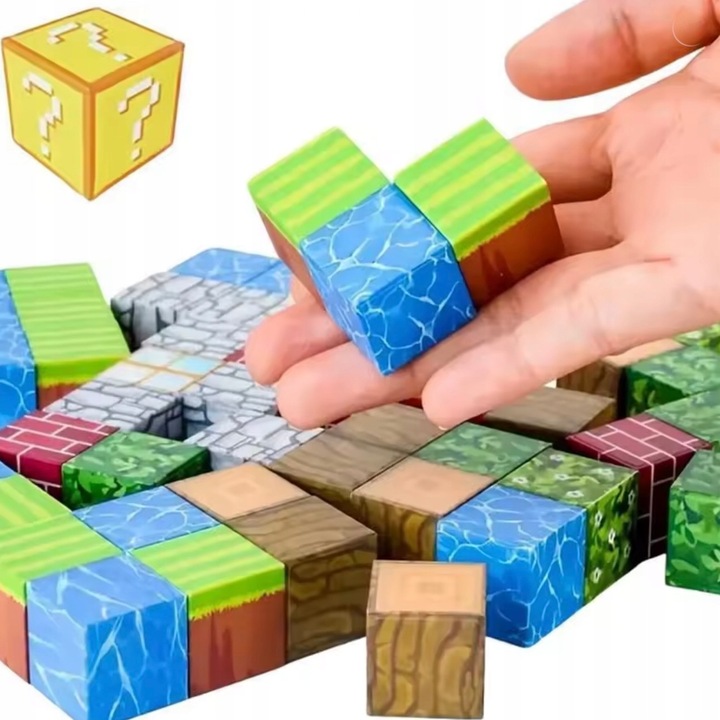 Klocki Magnetyczne Minecraft Sześciany 100 szt.
