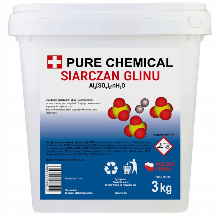 Nawóz siarka, siarczan glinu Pure Chemical proszek 3 kg