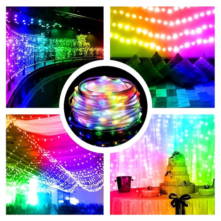 TAŚMA 200 LED INTELIGENTNE LAMPKI APLIKACJA BLUETOOTH PILOT STEROWANIE 20M