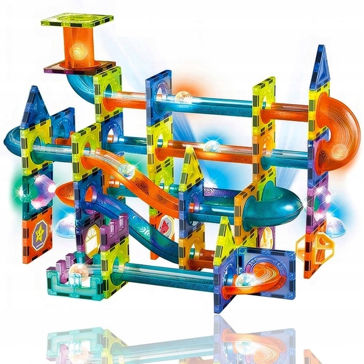 TOR KULKOWY 110 ELEMENTÓW DUŻY ZESTAW KULODROM KLOCKI KONSTRUKCYJNE