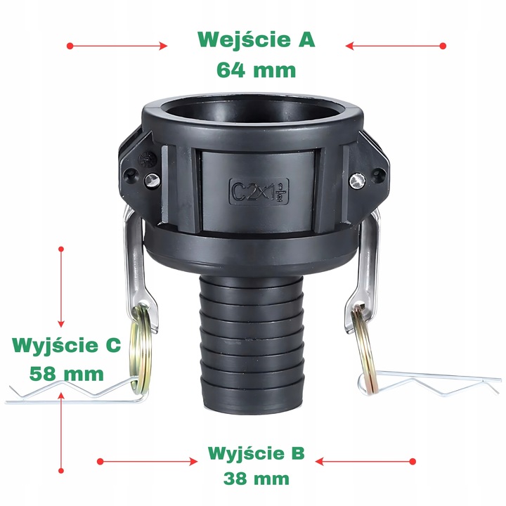 Złącze CAMLOCK 2 cale TYP C na wąż 1 1/2" (38mm) Kamlok Zbiornik MAUSER IBC