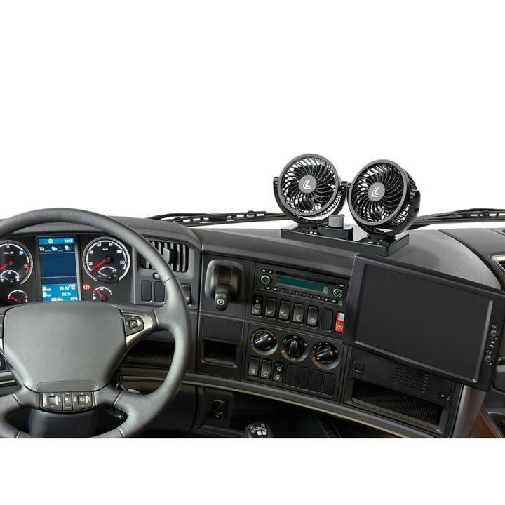 WENTYLATOR SAMOCHODOWY PODWÓJNY TIR BUS 24V 2x 4 CALE WIATRAK REGULOWANY