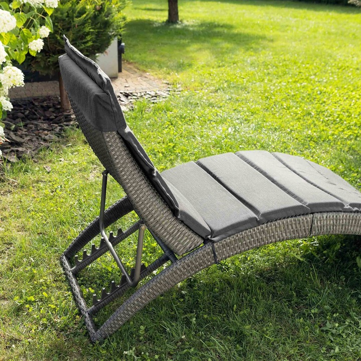 Leżak ogrodowy składany regulowany na balkon taras technorattan z poduszką