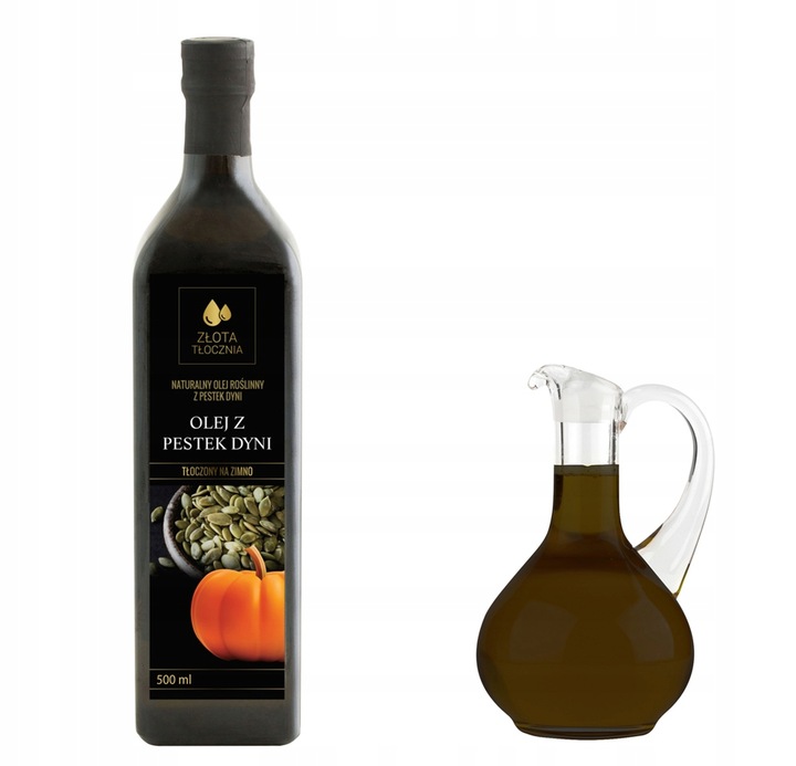 Olej z pestek dyni 500ml zimnotłoczony 100% świeży z polskich pestek