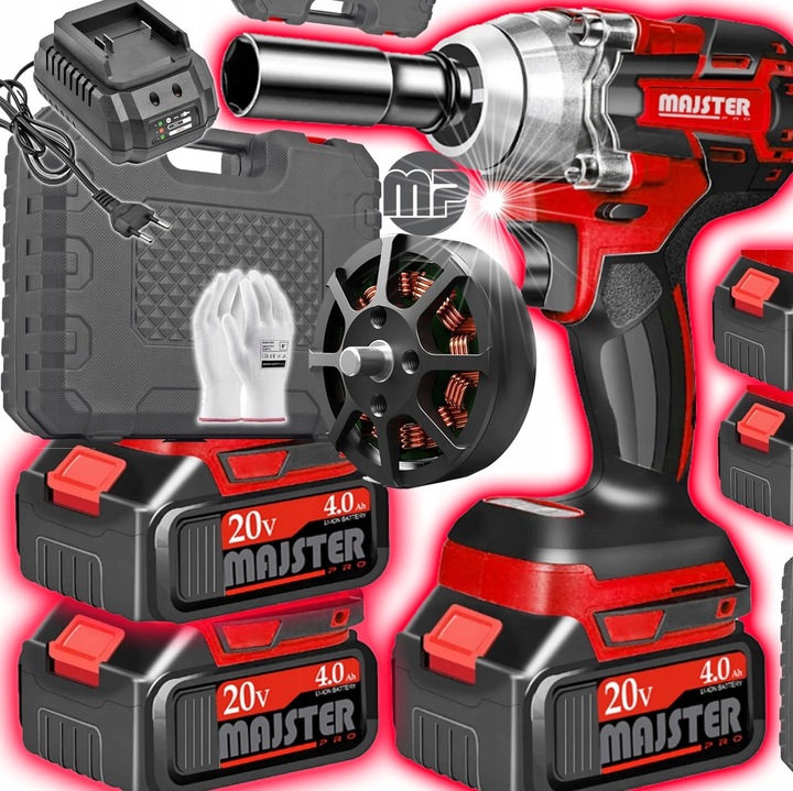 KLUCZ UDAROWY Akumulatorowy BEZSZCZOTKOWY do KÓŁ 20V 1/2' 2xAKU 4AH WALIZKA