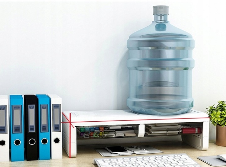 PÓŁKA PODSTAWKA POD MONITOR Z SZUFLADKAMI BIAŁA NADSTAWKA NA BIURKO RK2