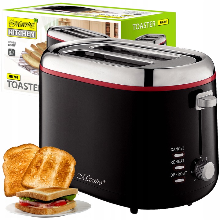 TOSTER OPIEKACZ kanapek tostów MAESTRO MR-705 7 POZIOMÓW 850W 2 kromki