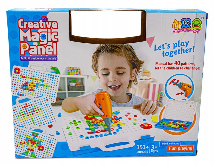 WKRĘTARKA ZESTAW KONSTRUKCYJNY dla dzieci ŚRUBKI 3D Kolorowe klocki Kuferek