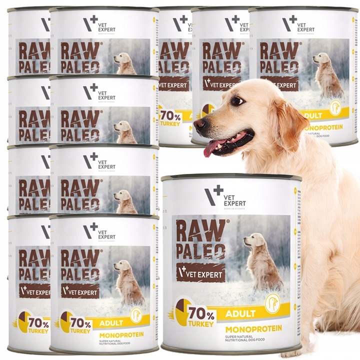 Mokra karma dla psów dorosłych indyk Raw Paleo 12 x puszka 800g