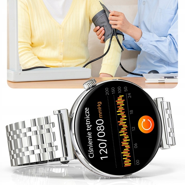 SMARTWATCH ZEGAREK DAMSKI EKG CIŚNIENIE TĘTNO ROZMOWY SMART WATCH MENU PL
