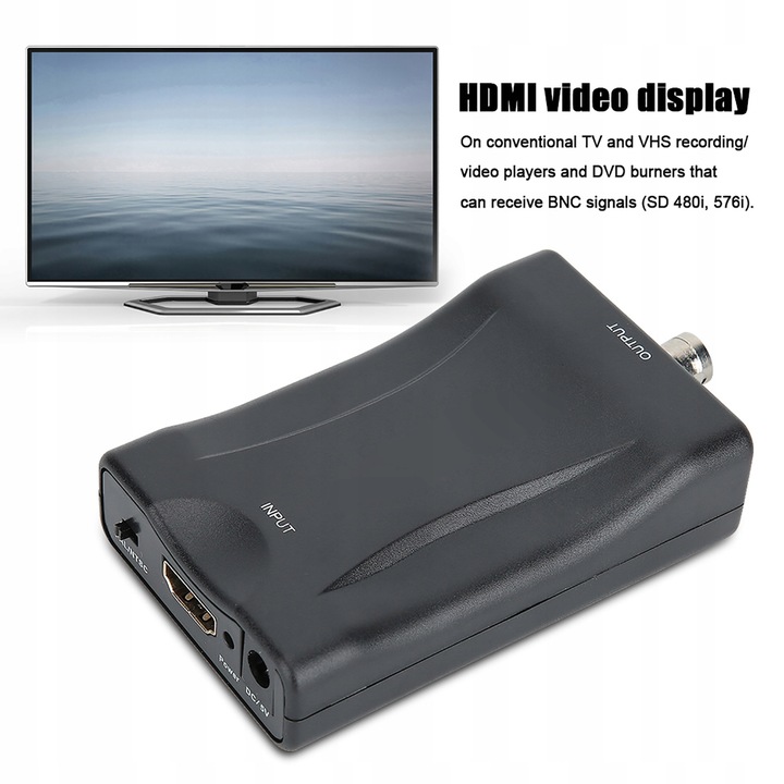 Czarny konwerter HDMI na BNC NT z systemem wideo
