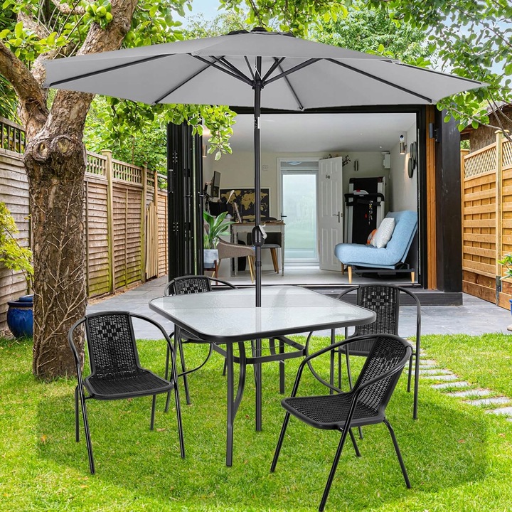 KRZESŁO Krzesła OGRODOWE NA TARAS DO STOŁU Rattan CZARNE