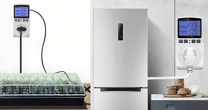 TERMOSTAT ELEKTRONICZNY REGULATOR TEMPERATURY GNIAZDO SIECI 230V max. 3680W