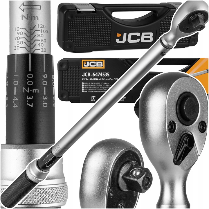 KLUCZ DYNAMOMETRYCZNY Z BLOKADĄ CERTYFIKAT KALIBRACJI ETUI 40-220NM 1/2"JCB