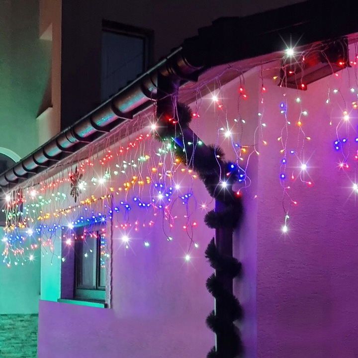 KURTYNA GIRLANDA ŚWIETLNA SOPLE LAMPKI 300LED MULTIKOLOR FLASH OŚWIETLENIE
