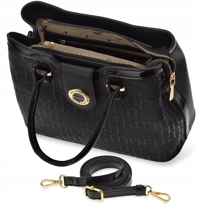 Torebka Damska Czarna Na Ramię Do Ręki Klasyczna Kuferek Prezent Dla Kobiet