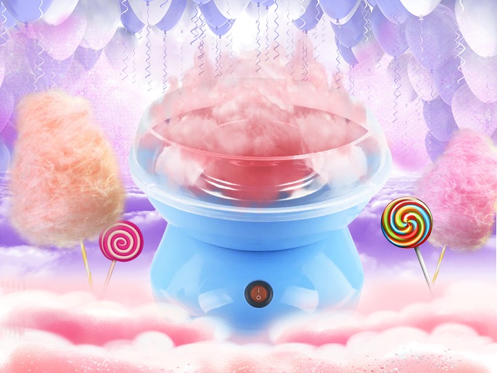 MASZYNA URZĄDZENIE DO WATY CUKROWEJ DLA DZIECI + AKCESORIA MIARKA PATYCZKI