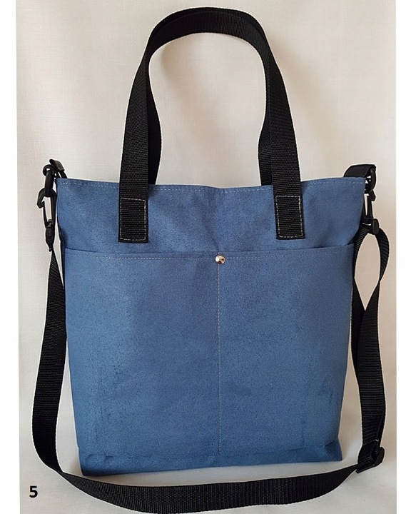 B.D Torebka damska zamszowa shopperka z kieszenią kolory z paskiem