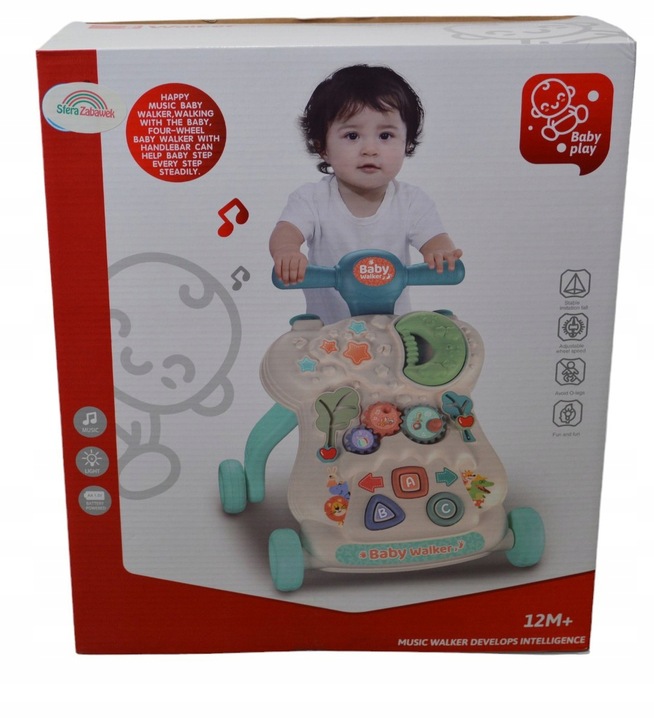 Chodzik Wielofunkcyjny Interaktywny Jeździk Pchacz 3w1 edukacyjny interakty