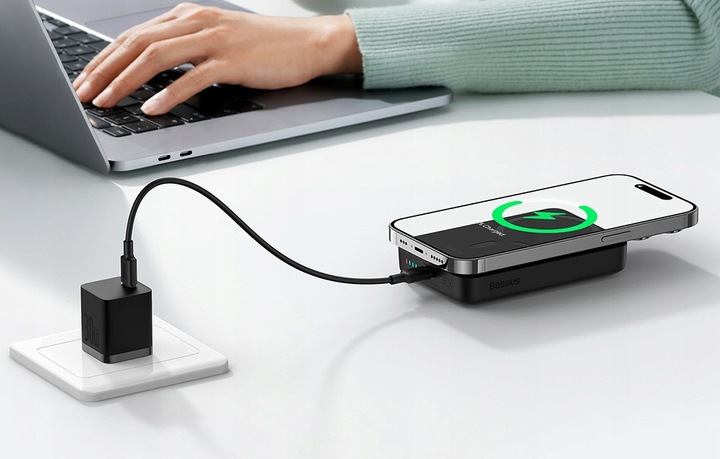 BASEUS MAGNETYCZNY POWERBANK MAGSAFE 10000MAH ŁADOWARKA INDUKCYJNA QC 30W
