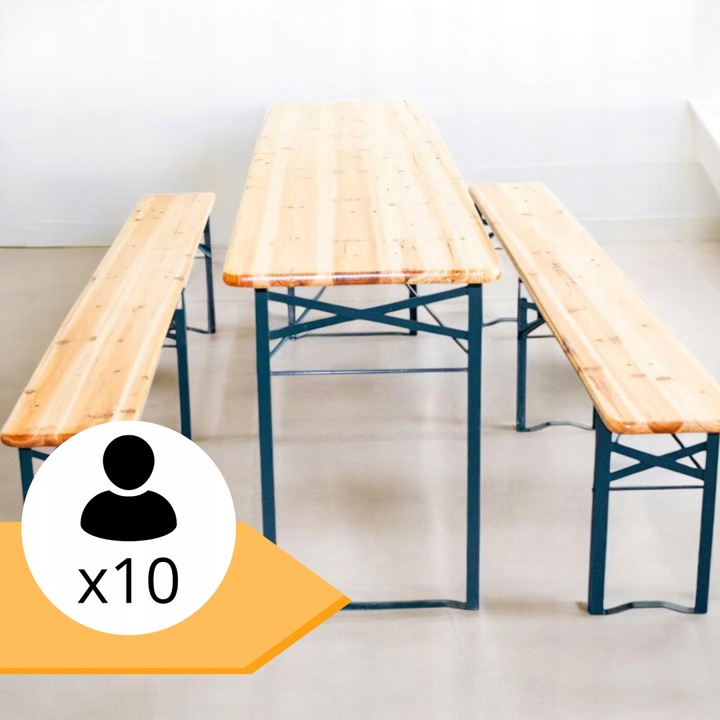 zestaw biesiadny 220cm drewniany skladany stol i ławki Komplet Piwny Barowy