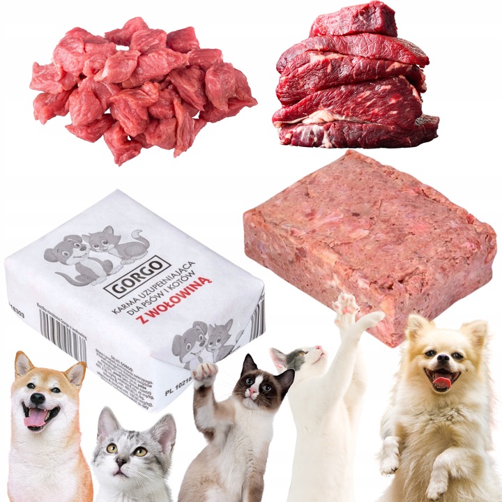 Karma dla psa mokra mięso mrożone surowe wołowina drób witaminy BARF 10kg