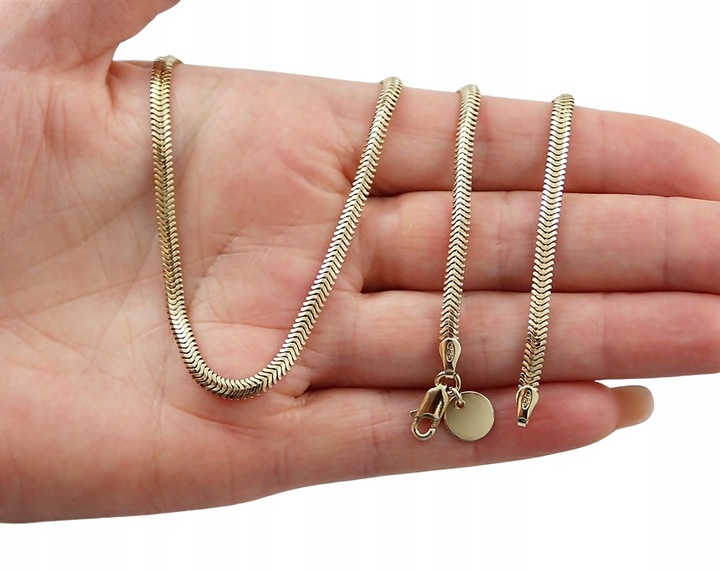 ZŁOTY PEŁNY ŁAŃCUSZEK DAMSKI ŻMIJKA Z ZAWIESZKĄ PR. 925 585 + GRAWER GRATIS