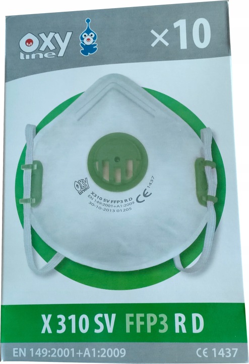 10x Półmaska maska maseczka wielorazowa zaworkiem FFP3 X 310 SV R D P3