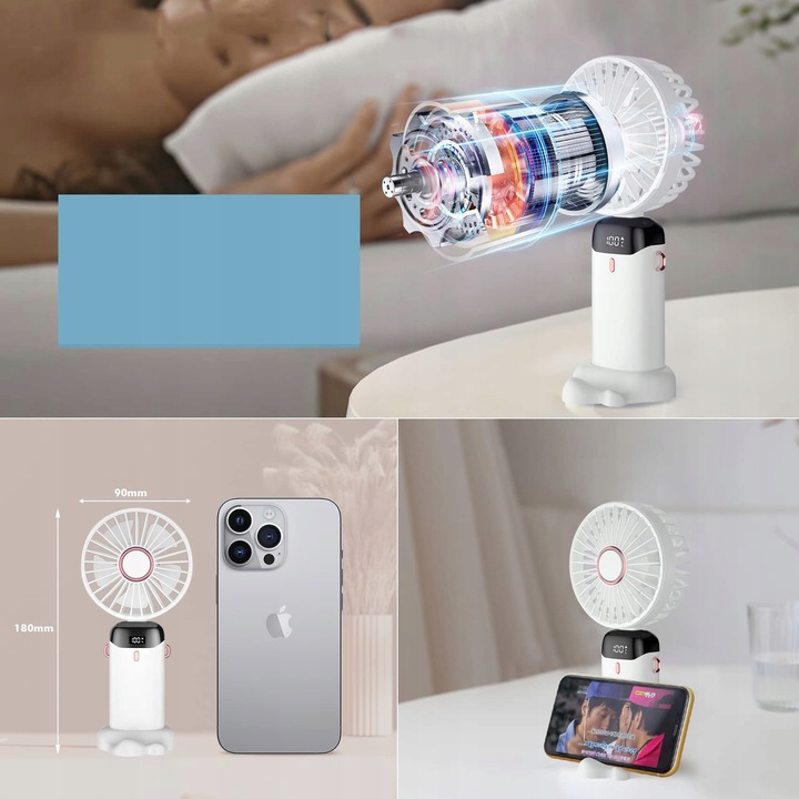 WENTYLATOR RĘCZNY PRZENOŚNY MINI WENTYLATOR Z AKUMULATOR 3000 MAH W PODRÓŻY