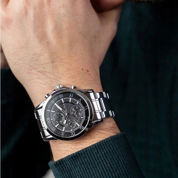 Zegarek męski Paul Lorens NEXTON multi-datownik SREBRNY stylowy BOX+ GRAWER