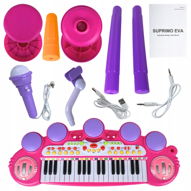 ORGANY ORGANKI KRZESEŁKO PIANINKO MP3 Z MIKROFONEM KEYBOARD USB DLA DZIECI