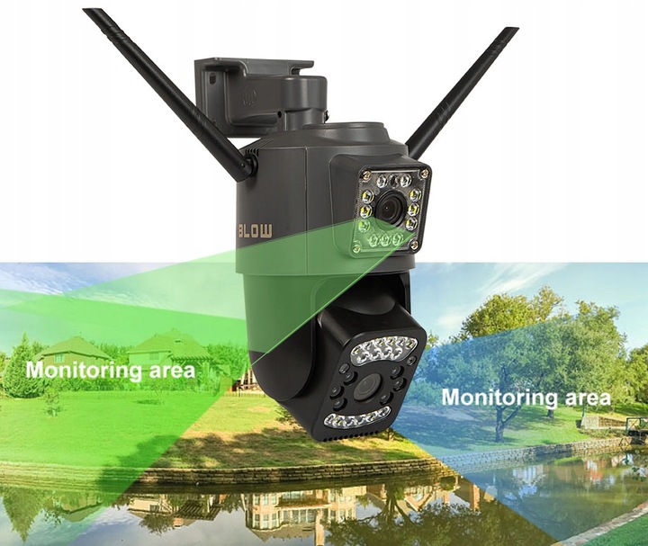 KAMERA OBROTOWA WIFI ZEWNĘTRZNA 2xOBIEKTYW 2+2MP 2W1 ZOOM 2K DETEKCJA BLOW