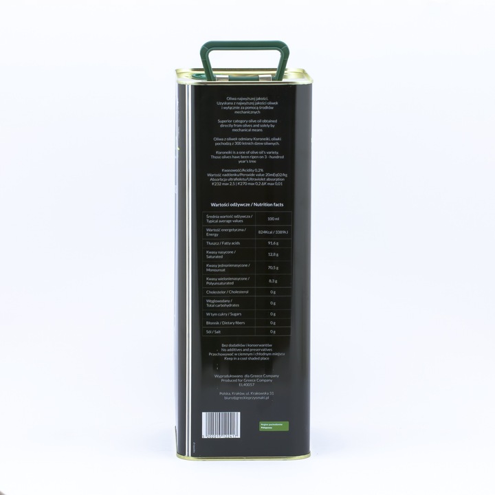 Oliwa z oliwek ZE WSI niefiltrowana Extra Virgin wytrawna 0.2% 5 L