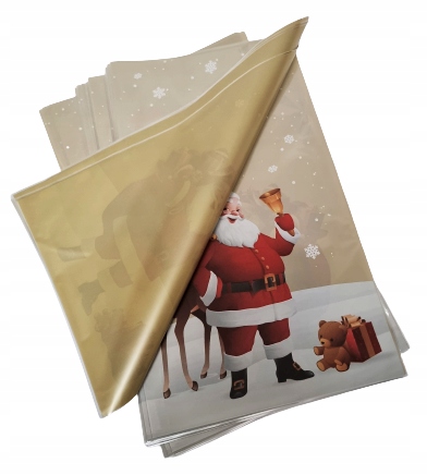 Torebki celofan foliowe ŚWIĄTECZNE MIKOŁAJ na słodycze prezenty 25x40 50 sz