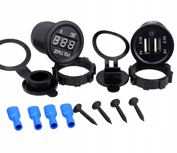 GNIAZDO ZAPALNICZKI 12V USB 5V 2A WOLTOMIERZ SAMOCHODOWY PANEL AUTO PLS37B