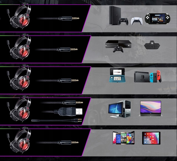 SŁUCHAWKI GAMINGOWE M180PRO do PC PS4 XBOX LED