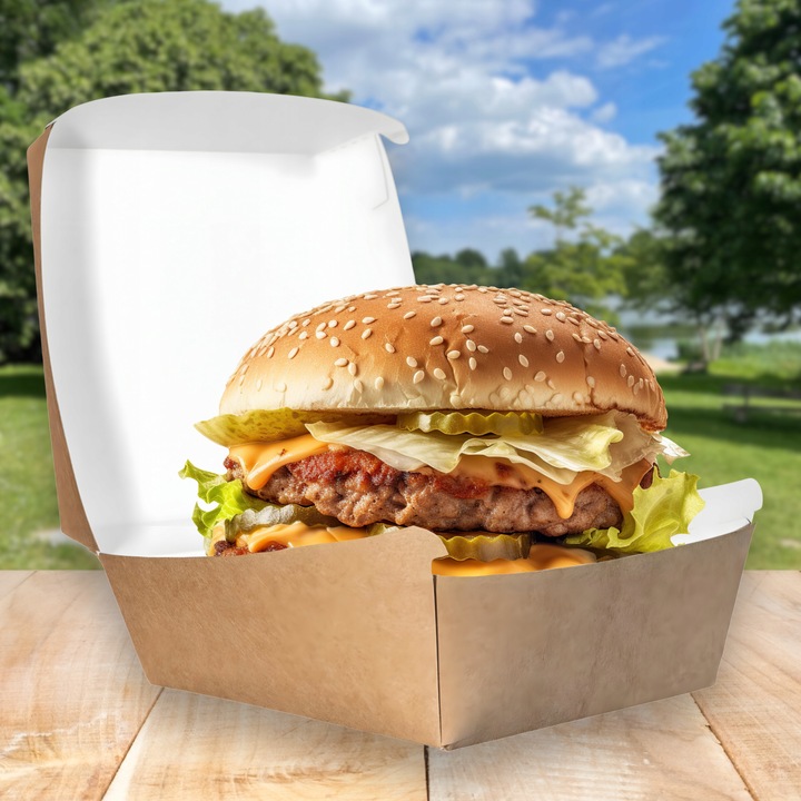 Opakowanie na Hamburgera Pudełko Burger Box Kraft Duże 150x150x80mm 100szt