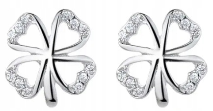 Kolczyki srebrne koniczynki wkrętki sztyfty kolczyki srebro próba 925