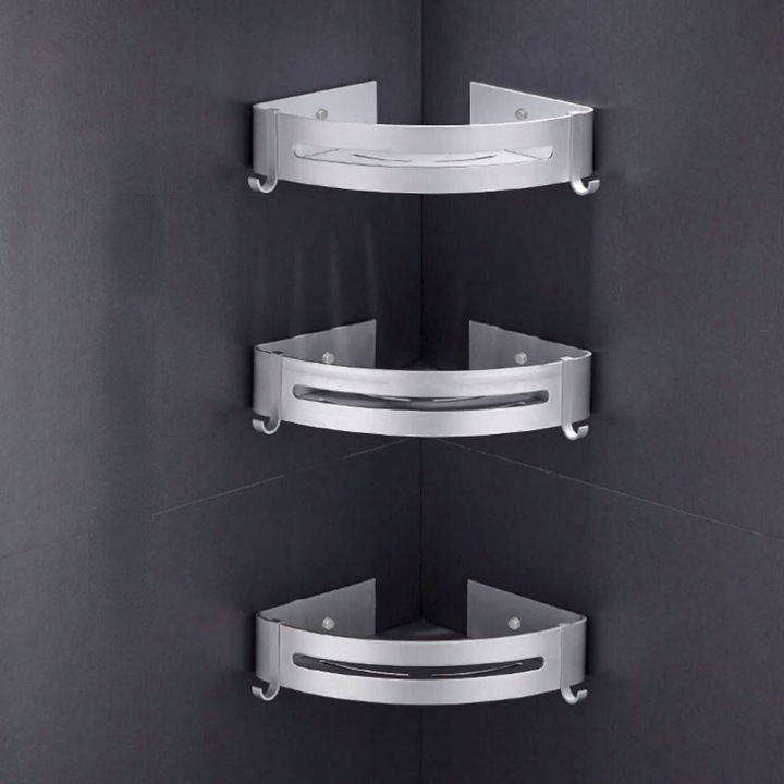 PÓŁKA ŁAZIENKOWA POD PRYSZNIC NAROŻNA SREBRNA ŚCIENNA PRYSZNICOWA KPL 2szt