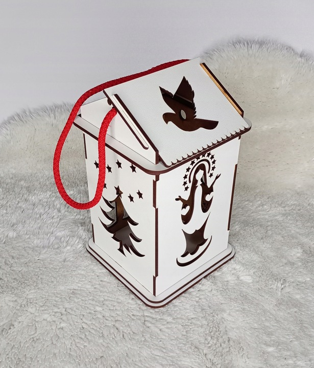 LAMPION ADWENTOWY NA RORATY BIAŁY PODŚWIETLANY