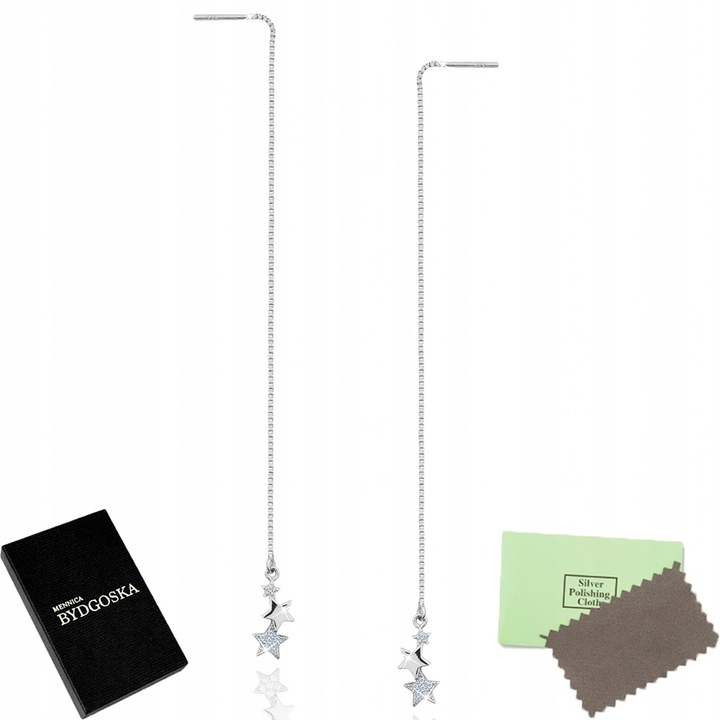 Długie srebrne kolczyki wiszące przeciągane srebro 925 elegancja