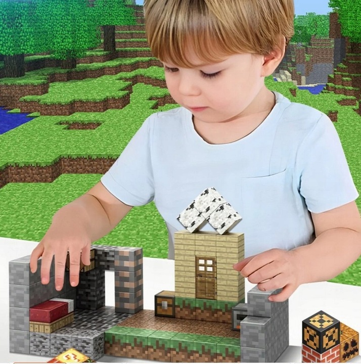 KLOCKI MAGNETYCZNE 2 cm kostki budowlane konstrukcyjne BLOKI SZEŚCIANY 98el